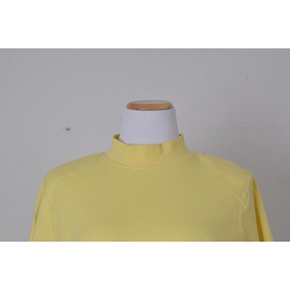 Vintage 90s Yellow Mockneck Cotton Tee by Jennifer Moore | size L - Picture 6 of 10